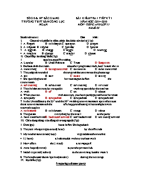 Đề kiểm tra 1 tiết học kỳ I môn Tiếng Anh Lớp 11 (Thí điểm) - Mã đề 101 - Năm học 2016-2017
